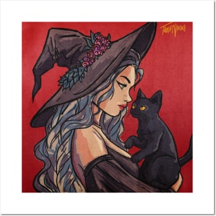 Witch And Her Cat Posters and Art